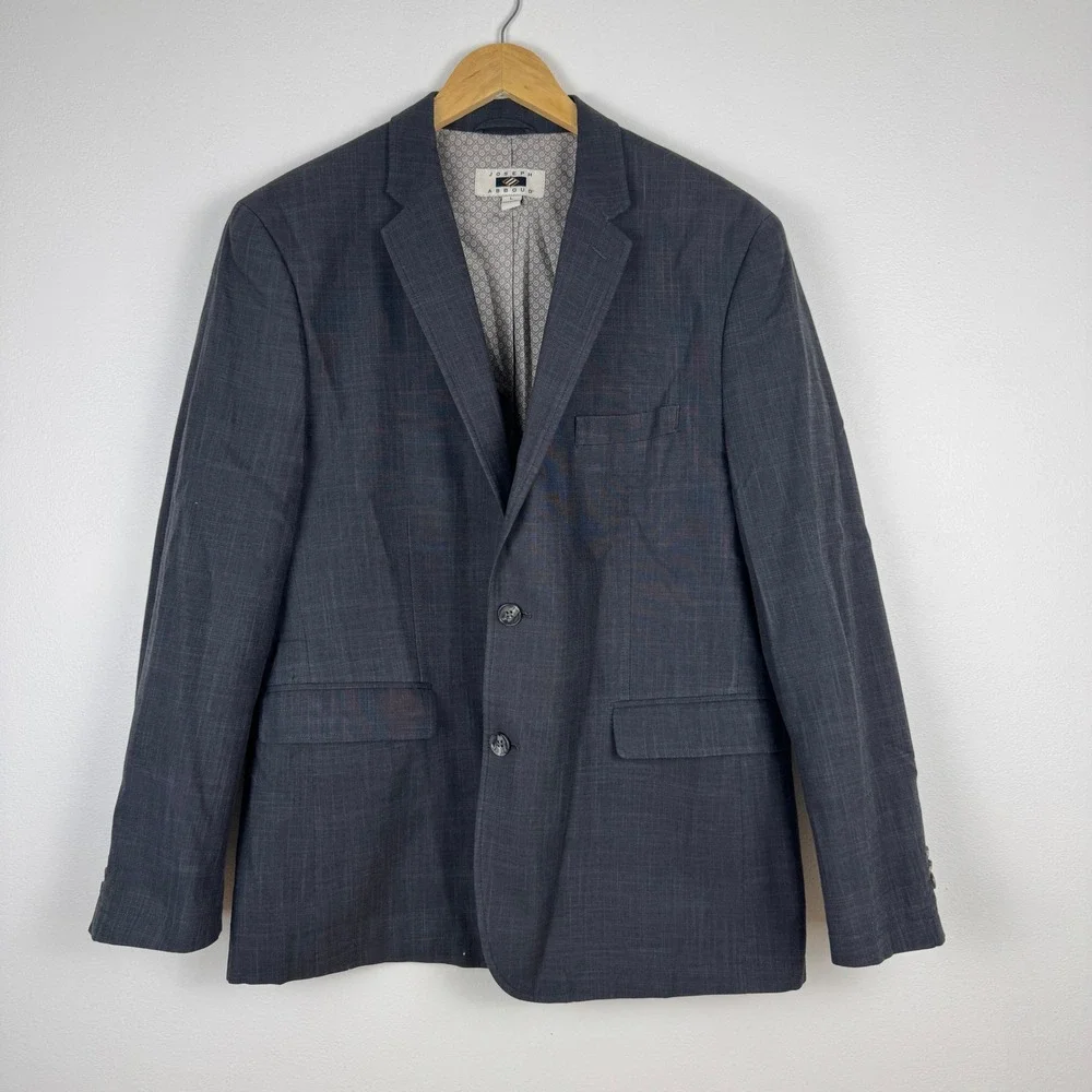 Joseph‎ Abboud Mens Large Blazer Jacket Charcoal Gray 100% Cotton Two Button